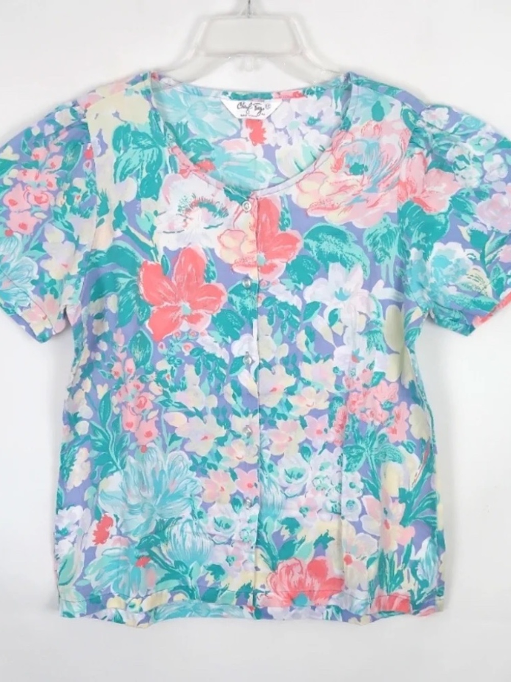 90's Y2K Vintage Cheryl Tiegs Floral Button-Down Shirt Womens 12 Grandma Core